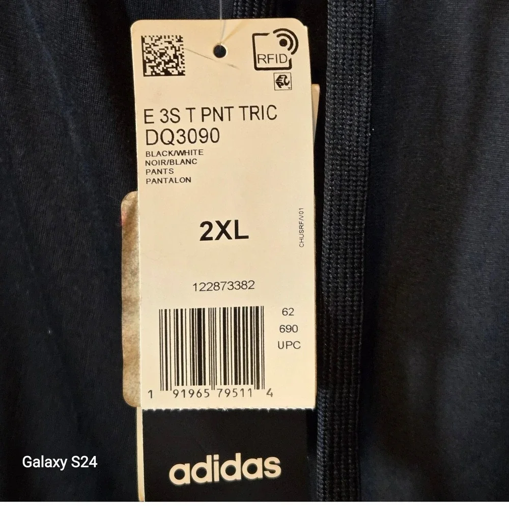 Adidas‎ Men's Regular Tapered Normal Length Track Pants Black White Size 2XL